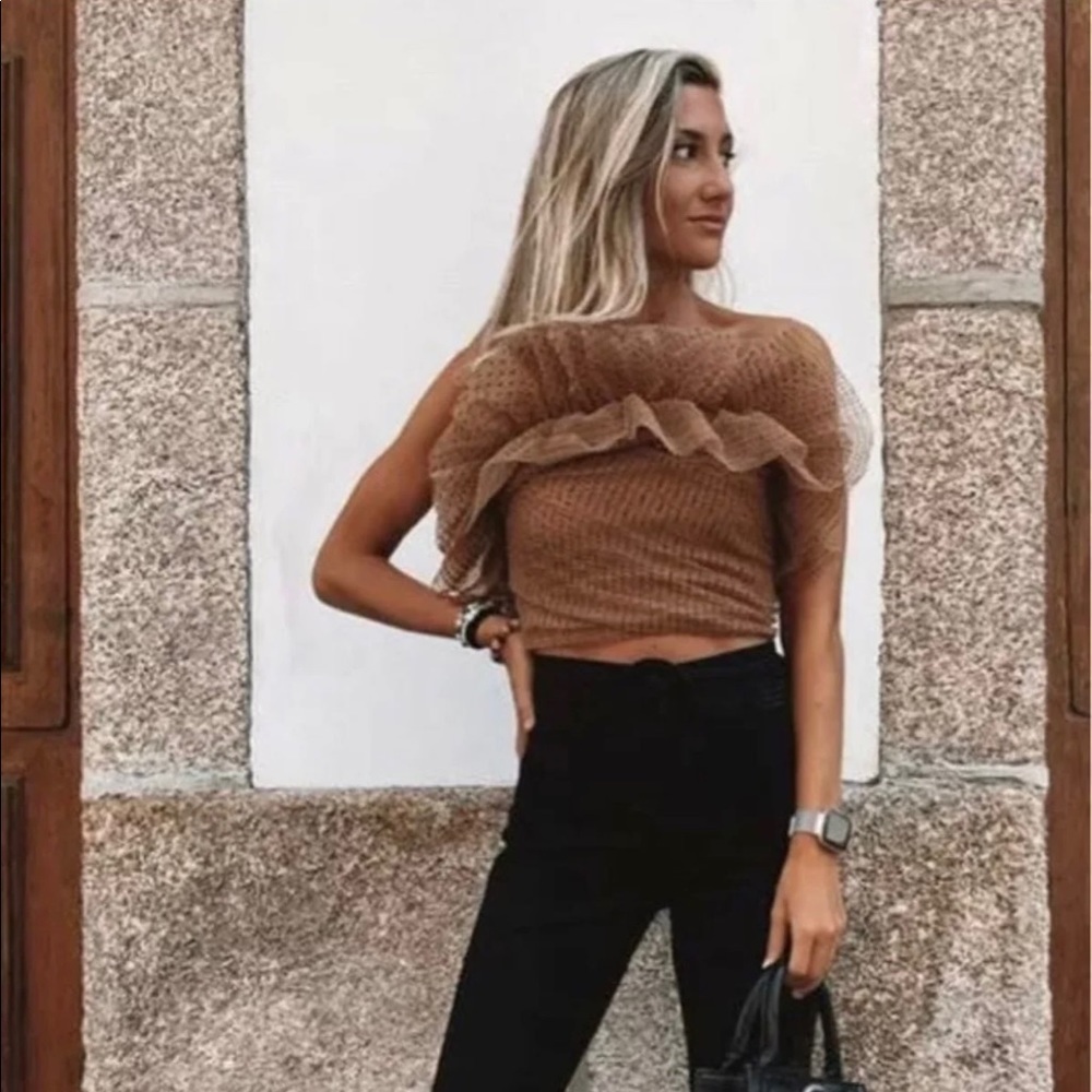 zara tulle stapless crop top - Picture 3 of 6